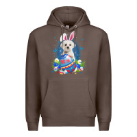 Coffee Bunny Maltese With Egg Basket Easter Flower Hunting Egg Premium Hoodie - minhPixels