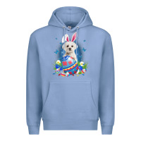 Colony Blue Bunny Maltese With Egg Basket Easter Flower Hunting Egg Premium Hoodie - minhPixels