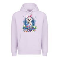 Lilac Bunny Maltese With Egg Basket Easter Flower Hunting Egg Premium Hoodie - minhPixels