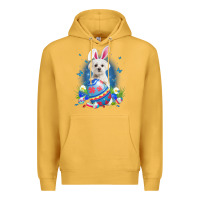 Mustard Bunny Maltese With Egg Basket Easter Flower Hunting Egg Premium Hoodie - minhPixels