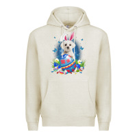 Oatmeal Heather Bunny Maltese With Egg Basket Easter Flower Hunting Egg Premium Hoodie - minhPixels