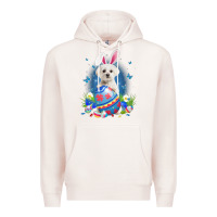 Pale Pink Bunny Maltese With Egg Basket Easter Flower Hunting Egg Premium Hoodie - minhPixels