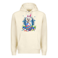 Sandshell Bunny Maltese With Egg Basket Easter Flower Hunting Egg Premium Hoodie - minhPixels