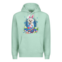 Seafoam Bunny Maltese With Egg Basket Easter Flower Hunting Egg Premium Hoodie - minhPixels
