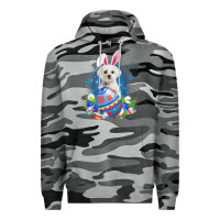 Slate Camo Bunny Maltese With Egg Basket Easter Flower Hunting Egg Premium Hoodie - minhPixels