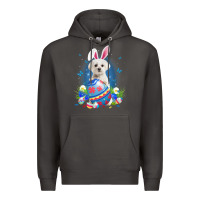 Smoke Bunny Maltese With Egg Basket Easter Flower Hunting Egg Premium Hoodie - minhPixels