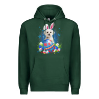 Sports Green Bunny Maltese With Egg Basket Easter Flower Hunting Egg Premium Hoodie - minhPixels