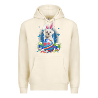 Tofu Bunny Maltese With Egg Basket Easter Flower Hunting Egg Premium Hoodie - minhPixels