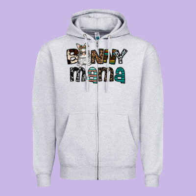 Bunny Mama Zipper Hoodie Designed By Cowhidedigitalart