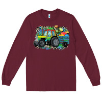 Burgundy Autism farm tractor Long Sleeve Tee - CowGirlArtShop
