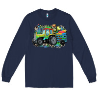 Navy Autism farm tractor Long Sleeve Tee - CowGirlArtShop