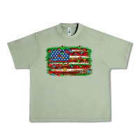 Oil Green Christmas American flag 4th of july Urban Heavy Tee - HowdyJamesFarm