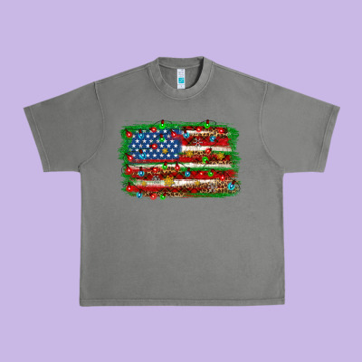 Christmas American Flag 4th Of July Urban Heavy Tee Designed By Howdyjamesfarm
