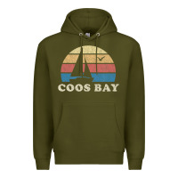 Army Green Coos Bay Or Vintage Sailboat 70S Throwback Sunset Premium Hoodie - minhPixels