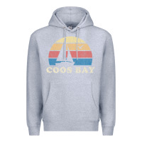 Heather Grey Coos Bay Or Vintage Sailboat 70S Throwback Sunset Premium Hoodie - minhPixels