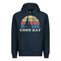 Navy Coos Bay Or Vintage Sailboat 70S Throwback Sunset Premium Hoodie - minhPixels