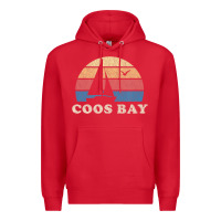 Red Coos Bay Or Vintage Sailboat 70S Throwback Sunset Premium Hoodie - minhPixels