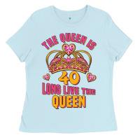 Baby Blue the queen is 40 long live the queen Ladies Tee - Jasminsmagicworld