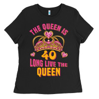 Black the queen is 40 long live the queen Ladies Tee - Jasminsmagicworld