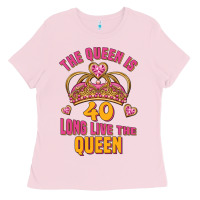Bubblegum Pink the queen is 40 long live the queen Ladies Tee - Jasminsmagicworld