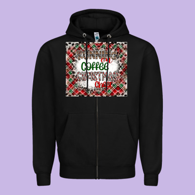 Running On Coffee And Christmas Zipper Hoodie Designed By Cowhidedigitalart