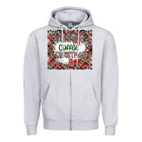 Heather Grey Running on Coffee And Christmas Zipper Hoodie - CowhideDigitalArt