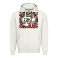 Oatmeal Heather Running on Coffee And Christmas Zipper Hoodie - CowhideDigitalArt