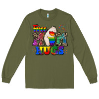 Army Green pride free mom hugs Long Sleeve Tee - CowGirlArtShop