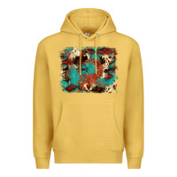 Antique Gold aztec turquoise glitter cowhide  tooled leather ba Premium Hoodie - FaDigitalArtStudio