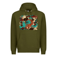 Army Green aztec turquoise glitter cowhide  tooled leather ba Premium Hoodie - FaDigitalArtStudio