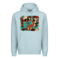 Blue Mist aztec turquoise glitter cowhide  tooled leather ba Premium Hoodie - FaDigitalArtStudio