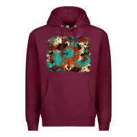 Burgundy aztec turquoise glitter cowhide  tooled leather ba Premium Hoodie - FaDigitalArtStudio