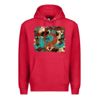 Cardinal aztec turquoise glitter cowhide  tooled leather ba Premium Hoodie - FaDigitalArtStudio