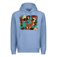 Colony Blue aztec turquoise glitter cowhide  tooled leather ba Premium Hoodie - FaDigitalArtStudio