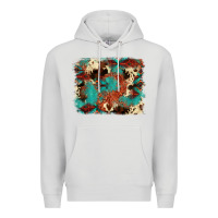 Dove Grey aztec turquoise glitter cowhide  tooled leather ba Premium Hoodie - FaDigitalArtStudio