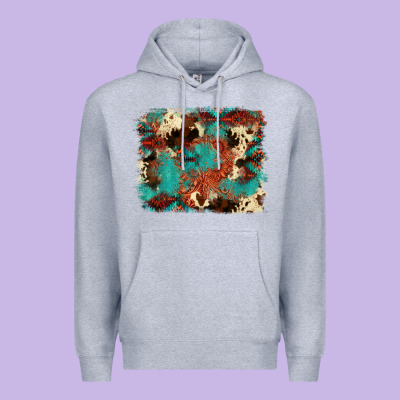 Aztec Turquoise Glitter Cowhide  Tooled Leather Ba Premium Hoodie Designed By Fadigitalartstudio