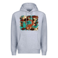 Heather Grey aztec turquoise glitter cowhide  tooled leather ba Premium Hoodie - FaDigitalArtStudio