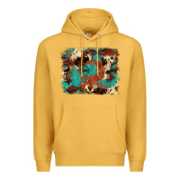 Mustard aztec turquoise glitter cowhide  tooled leather ba Premium Hoodie - FaDigitalArtStudio