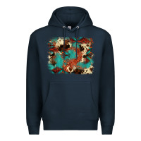 Navy aztec turquoise glitter cowhide  tooled leather ba Premium Hoodie - FaDigitalArtStudio