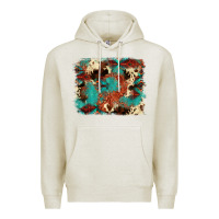 Oatmeal Heather aztec turquoise glitter cowhide  tooled leather ba Premium Hoodie - FaDigitalArtStudio