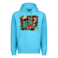 Ocean Blue aztec turquoise glitter cowhide  tooled leather ba Premium Hoodie - FaDigitalArtStudio