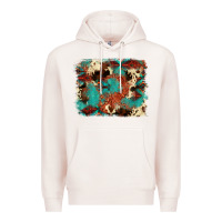 Pale Pink aztec turquoise glitter cowhide  tooled leather ba Premium Hoodie - FaDigitalArtStudio