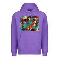Purple aztec turquoise glitter cowhide  tooled leather ba Premium Hoodie - FaDigitalArtStudio