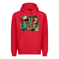 Red aztec turquoise glitter cowhide  tooled leather ba Premium Hoodie - FaDigitalArtStudio