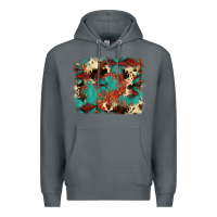 Rock aztec turquoise glitter cowhide  tooled leather ba Premium Hoodie - FaDigitalArtStudio