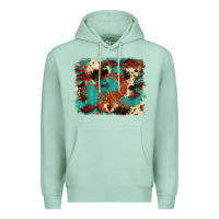 Seafoam aztec turquoise glitter cowhide  tooled leather ba Premium Hoodie - FaDigitalArtStudio