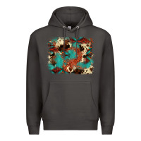 Smoke aztec turquoise glitter cowhide  tooled leather ba Premium Hoodie - FaDigitalArtStudio