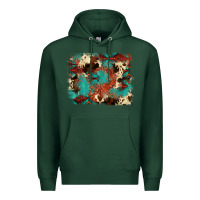 Sports Green aztec turquoise glitter cowhide  tooled leather ba Premium Hoodie - FaDigitalArtStudio