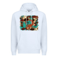 White aztec turquoise glitter cowhide  tooled leather ba Premium Hoodie - FaDigitalArtStudio