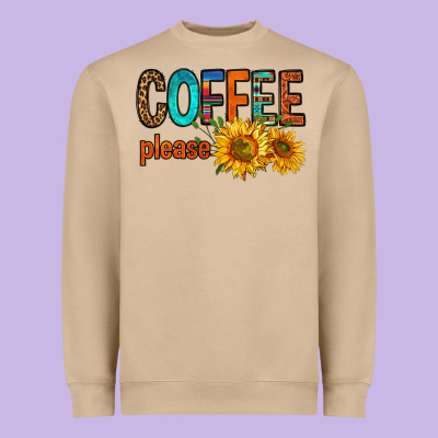 Coffee Please Western Doodle Letters Heavyweight Sweatshirt Designed By Fadigitalartstudio